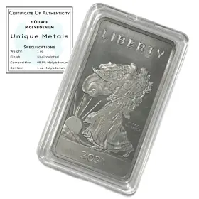 1OZMO-WLCOA UNIQUE METALS Molybdenum Bar Troy Pure