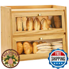 B0F6XWLYWC VEDALIO Corner Wood Bread Box Kitchen Countertop