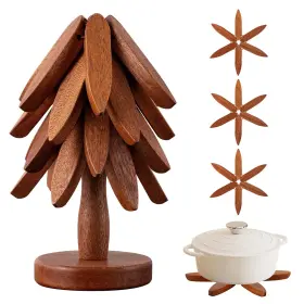 B0DDJ9G8L6 VERTDENS Wood Tree Trivets Dishes Stand