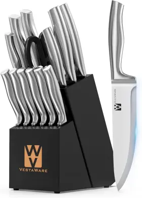 744759308856 VESTAWARE Imarku Kitchen Knife Set Block Steel