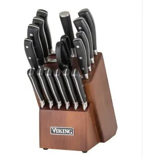 40093-9915-2BKC VIKING Steel Cutlery Set Acacia Wood Block
