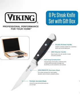 840595107438 VIKING Steak Knife Set Steel Knives Abs Polymer