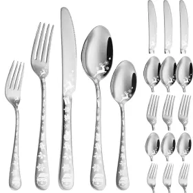 768479959907 VILIHKC Christmas Silverware Set Steel Flatware