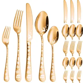 768479960095 VILIHKC Christmas Silverware Set Steel Flatware