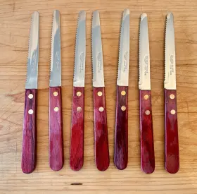 48149 VOLLRATH Set Serrated Steak Knives Wood Rivet Handles