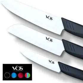653948623031 VOS Ceramic Knife Set Ultra Sharp Paring Santoku