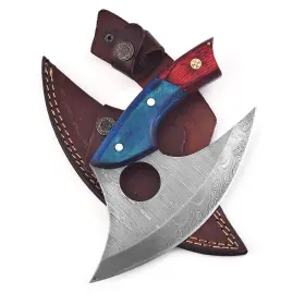 56456 W-TRADING Handmade Damascus Ullu Knife Pizza Cutter