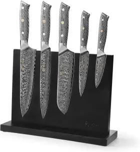 5DM-G10-WSF-AMZ WAKOLI Knife Block Chef Set Damascus Kitchen