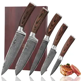 6DM-HOL-EDB WAKOLI Damascus Kitchen Knife Set Chef