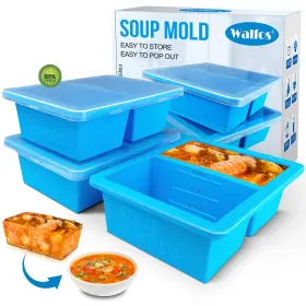 B0DD6QVSTT WALFOS Silicone Soup Freezer Container Tray Lid