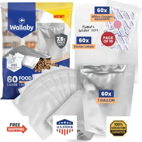 B08SLFNY8V WALLABY Gusset Mylar Bags Oxygen Absorbers Mil