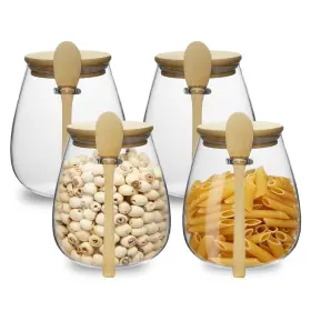 B0DTDLNNR2 WANGSDJY Glass Storage Jars Lids Spoon Airtight