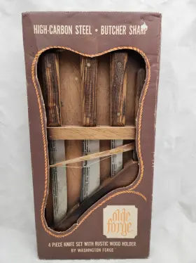 WF83 WASHINGTON FORGE Olde Forged High Carbon Knife Set Wood
