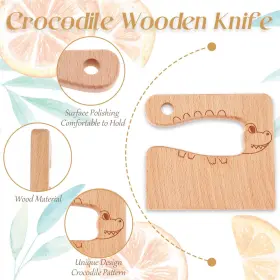 768490193557 WAYDA Wooden Kids Knives Set Cooking Safe Board #3
