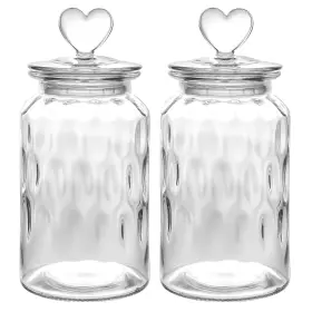 B0DGLBR4VG WHJY Heart Glass Jars Set Airtight