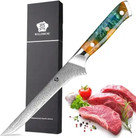 RY-SHU-TG-YELLOW-01 WILDMOK Damascus Fillet Knife Steel