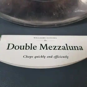 909648 WILLIAMS-SONOMA Double Mezzaluna Knife Wooden Handles #2