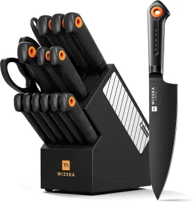TD005-3 WIZEKA Kitchen Knife Block Set Sharp Sharpener