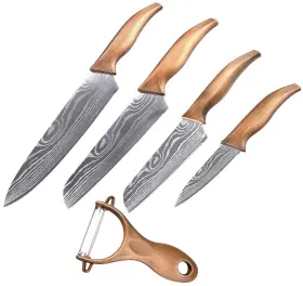 733424261589 WOLF WAR Titanium Steel Kitchen Knife Set Chef