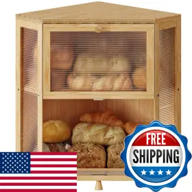 B0FK4NHS81 WOWLIVE Corner Bread Box Kitchen Countertop Double