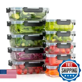 B0FFTBCP8X WWYH.DSS Glass Meal Containers Lids Food Storage