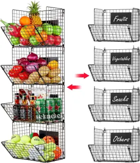 B0C6K9LHD4 X-COSRACK Wire Basket Wall Mount Storage Organizer