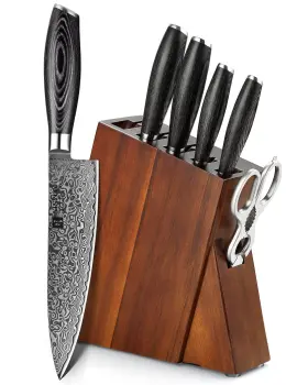 821906286851 XINZUO Kitchen Knife Block Set Damascus Cooking