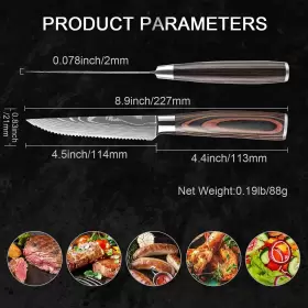 746608435966 XT XITUO Steak Knives Set Damascus Patterned #2