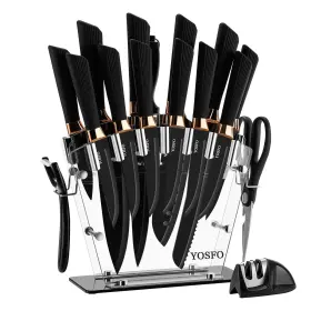 B098NJZZM3 YOSFO Kitchen Knife Block Sharpener Steel Set