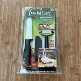 754502022229 YOSHI BLADE Ceramic Knife Tv Set Peeler Santoku