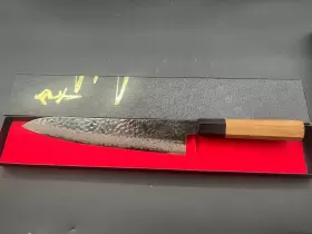 NSSA180SH YOSHIHIRO Layers Hammered Damascus Santoku Chef