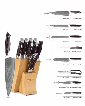 797639974856 ZCJB Damascus Kitchen Knife Set Steel Core Blade #2