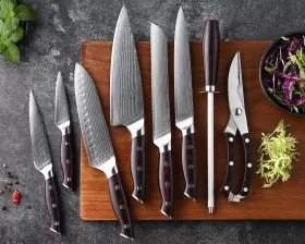 797639974856 ZCJB Damascus Kitchen Knife Set Steel Core Blade #3