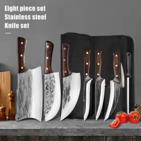 974310339454 ZENG Butcher Knife Set Roll Bag Husk Meat Cutt #2
