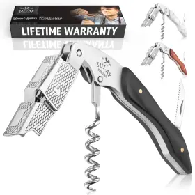 093674189829 ZULAY KITCHEN Corkscrew Wine Opener Steel Ebony