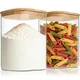 KEYWING 115oz Glass Food Storage Containers with Bamboo Lids, 2 Pack Large Squar