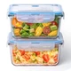 NUTRIUPS 34oz Glass Food Storage Containers with Lids 1L Square Meal Prep Reusab