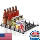 JUNMEI Fridge Drink Organizer 5-Row, Adjustable for 12oz-20oz Cans - Black