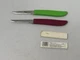 Set of 2 The Pampered Chef Quikut Paring Knife 2.5" Maroon Green Handle #1258