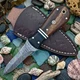 Damascus Steel Oyster Shucking Knife Full Tang Handmade Wood Handle With Sheath