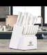 BRAVESTONE Knife Sets for Kitchen with Block, 15 Pcs White Knife Set with
