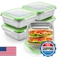 Blushtier 8 Pack Stainless Steel Sandwich Containers with Lids 25.4 oz Metal Foo