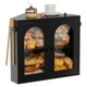 WOWLIVE Corner Bread Box Kitchen Countertop 2 Tier Bamboo Bread Storage Containe