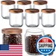 Irenare 8 Pack Glass Containers Canister Set, 17 oz Food Storage Spice Jars with