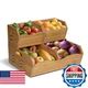 Jamege 3 Pieces Bamboo Pantry Storage Bins Stackable Pantry Baskets Handle Kitch