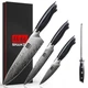 SHAN ZU 3PCS Chef Knife Set Powder Steel Knife with 8" Classic Honing Steel