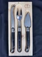 Laguiole Jean Dubost 3 Piece Cheese Knife Fork Set Stainless with Black Handles