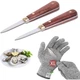 Oyster Shucking Knife Set - 2 Knives & XL Glove, Durable & Secure