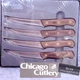 Vintage Chicago Cutlery 103S 4&rdquo; Steak Knife Walnut Handle Set of 4 B144 NOS