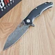 BucknBear Black Panther Folding Knife 3.5" Damascus Steel Blade Black G10 Handle